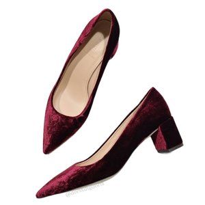 J Crew Avery Burgundy Velvet Heels 